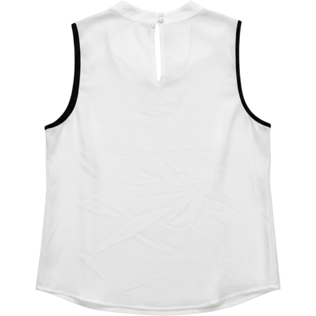 Vince Camuto Womens Cowl Neck Sleeveless Blouse Ivory Black Trim 91624B022 XL