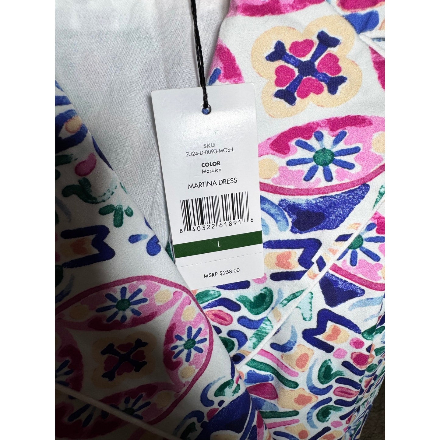 Hermoza Sleeveless Tile Print Double Breasted Dress Long Vest Multi Color NWT