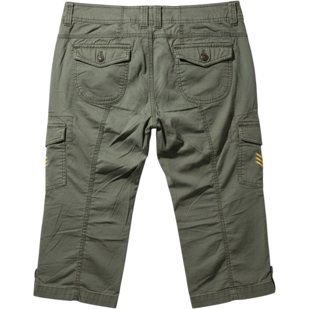 Women Olive Green Cargo Capri Pants Military Utility Cropped Trousers Size 10