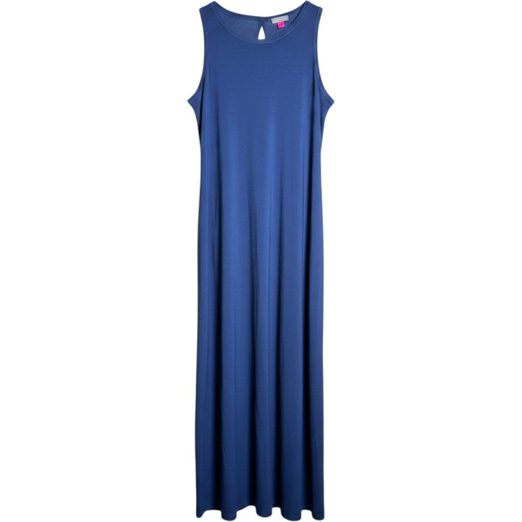 Vince Camuto Navy Blue Sleeveless Simple Style Midi Dress Side Slit 91322739 M