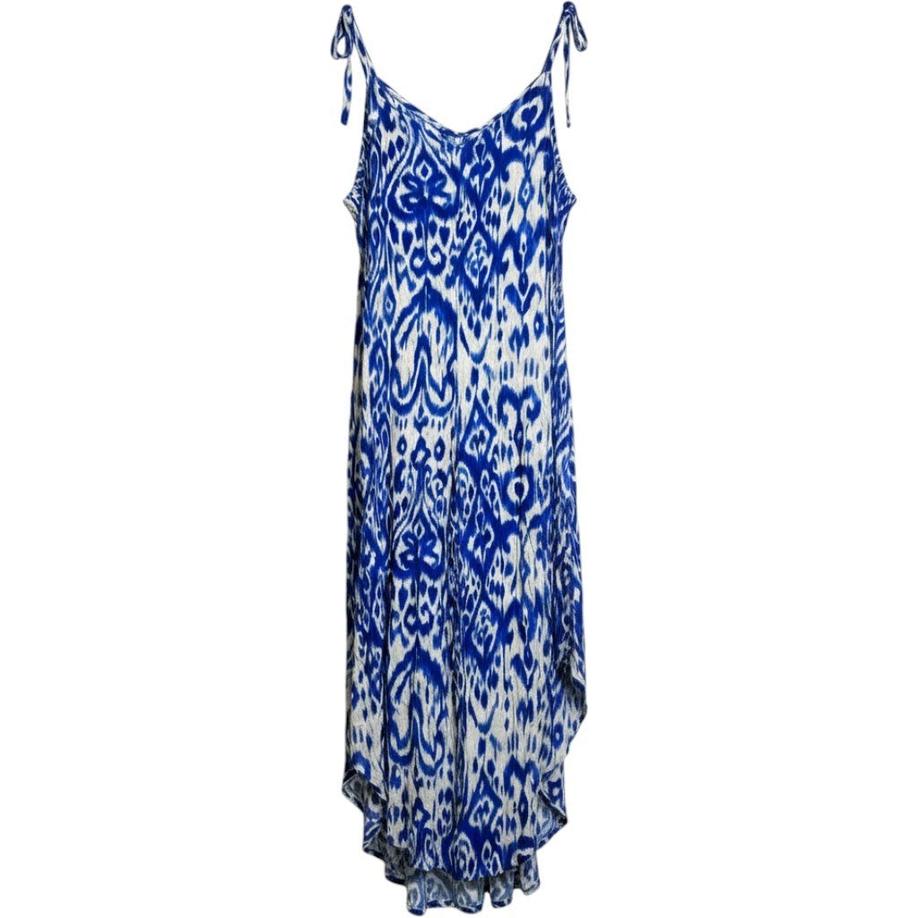 Vince Camuto Jumpsuit XL Blue White Ikat Summer Swirl Royal Azure 91225B911