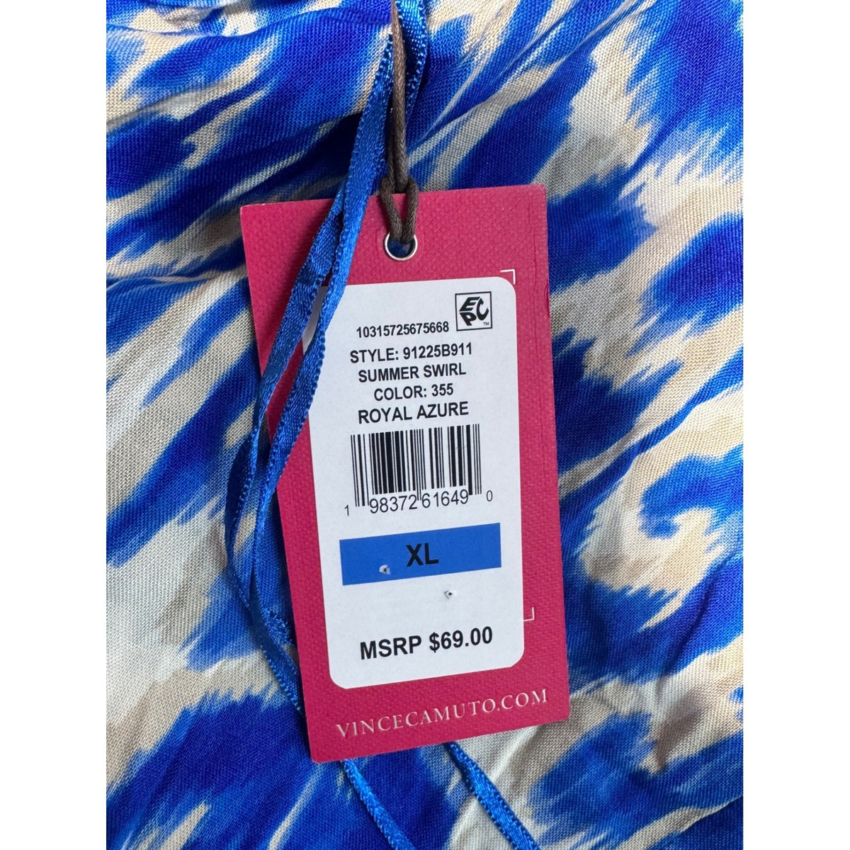 Vince Camuto Jumpsuit XL Blue White Ikat Summer Swirl Royal Azure 91225B911