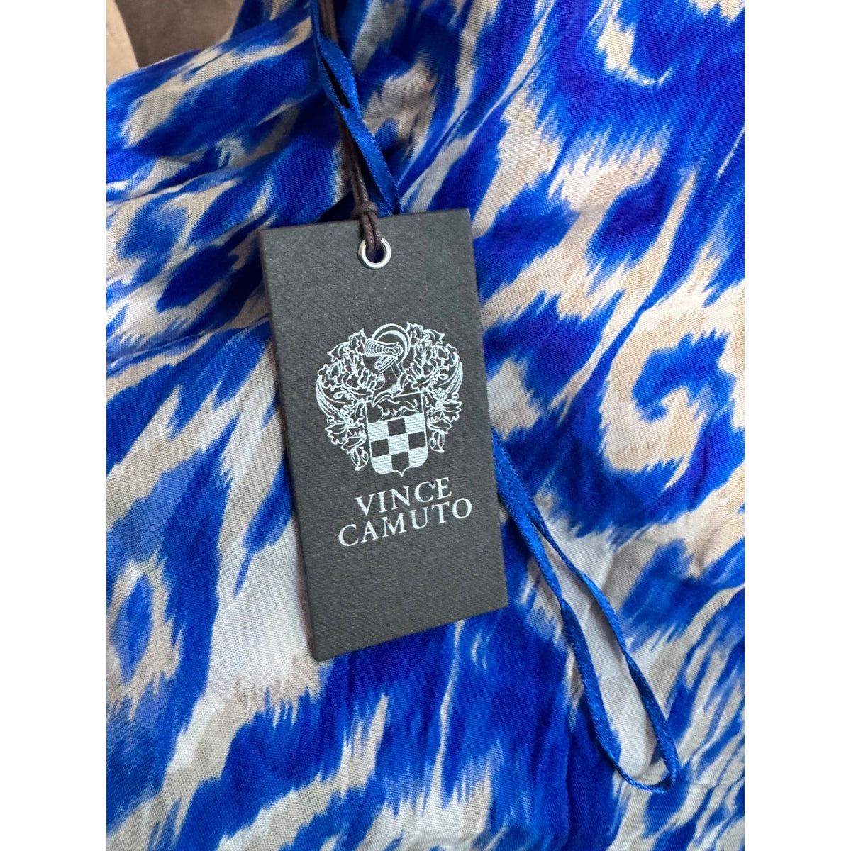 Vince Camuto Jumpsuit XL Blue White Ikat Summer Swirl Royal Azure 91225B911