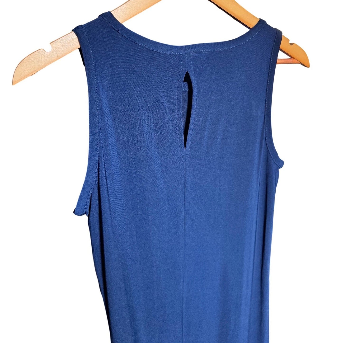 Vince Camuto Navy Blue Sleeveless Simple Style Midi Dress Side Slit 91322739 S