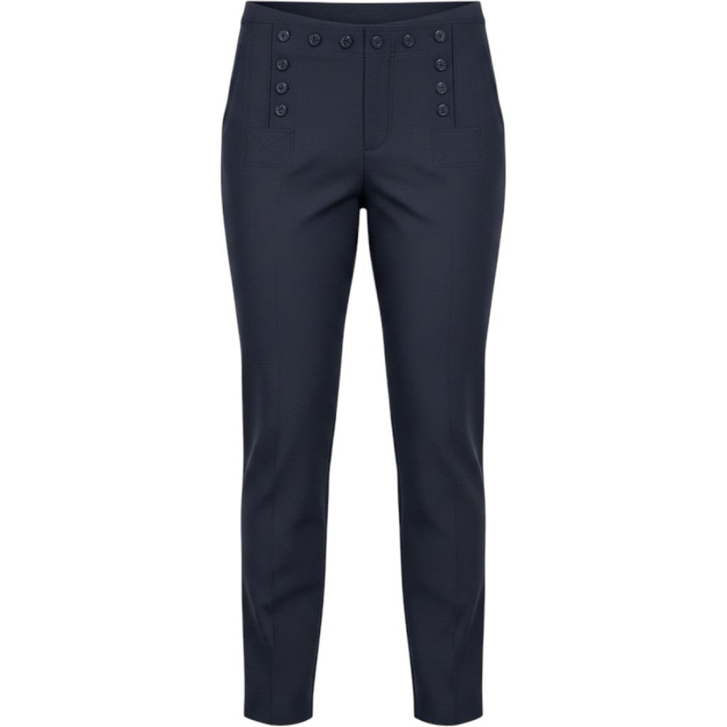 Lauren Ralph Lauren Navy Blue Sailor Button High Waist Straight Leg Pants 14