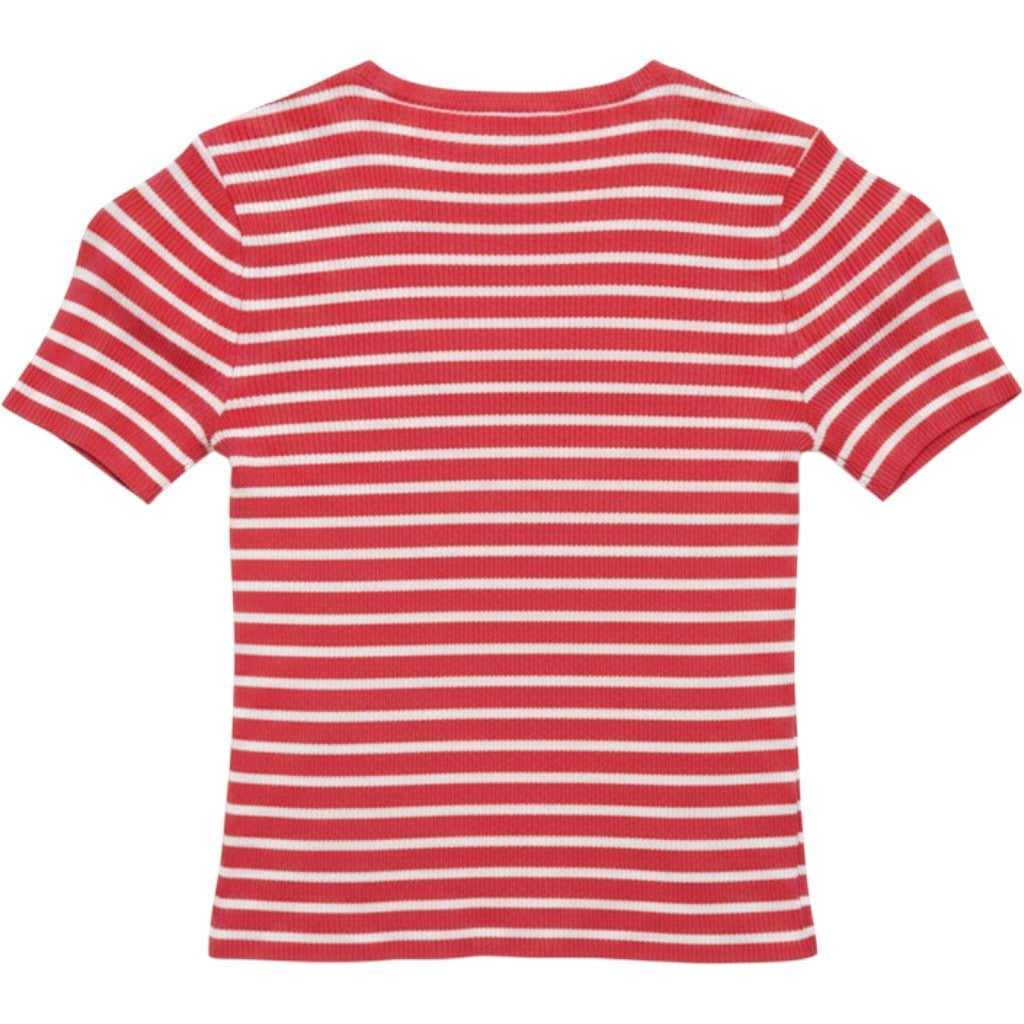 DKNY Jeans Womens Pink White Striped Ribbed Knit Short Sleeve Top XXS DJ6R0150