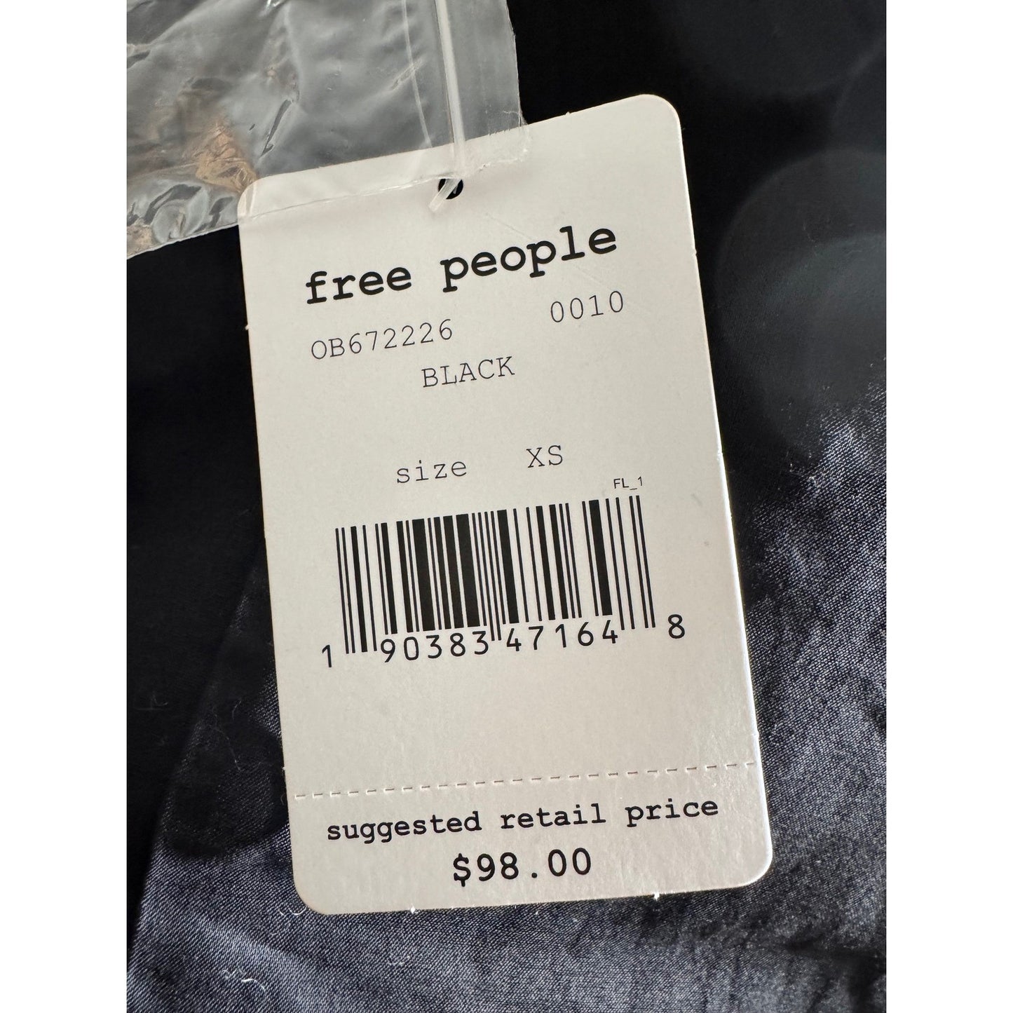 Free People Black Linen Blend Bell Sleeve Tie Blouse OB672226 Womens XS NWT