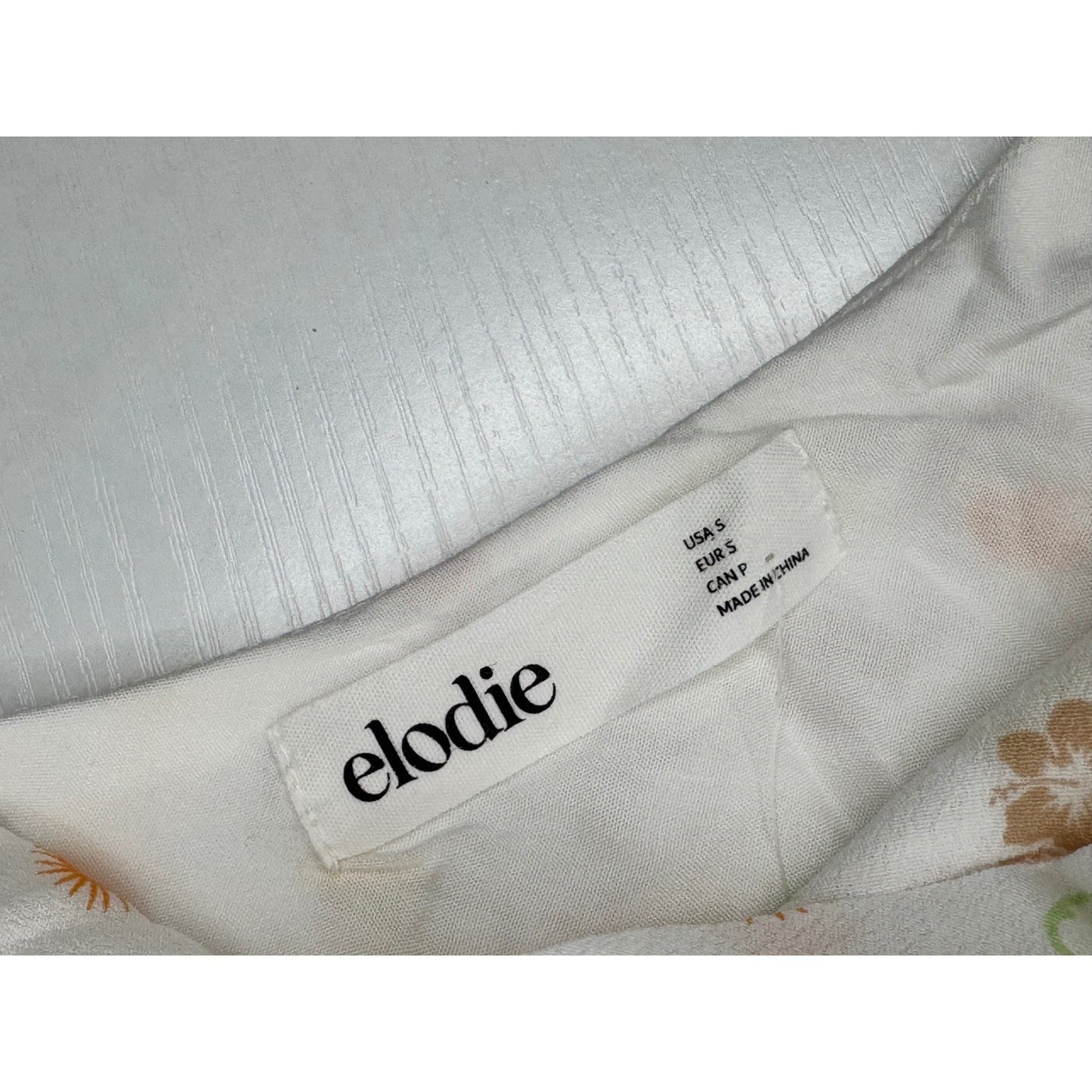 Elodie Women White Orange Multi Print Cowl Neck Slip Dress ELSD4749 Size S NWT