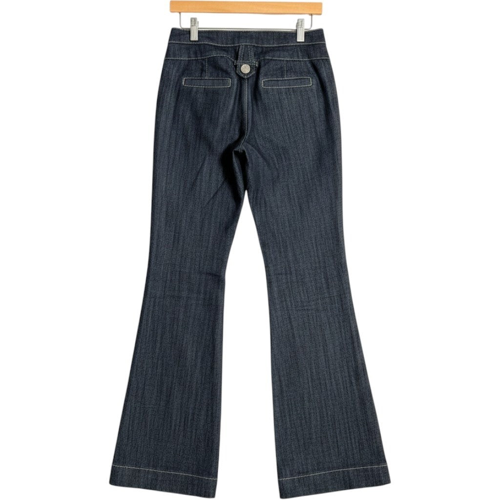 Boom Boom Jeans Dark Wash Flare Triple Button Cinch Back Denim Jeans Women 3