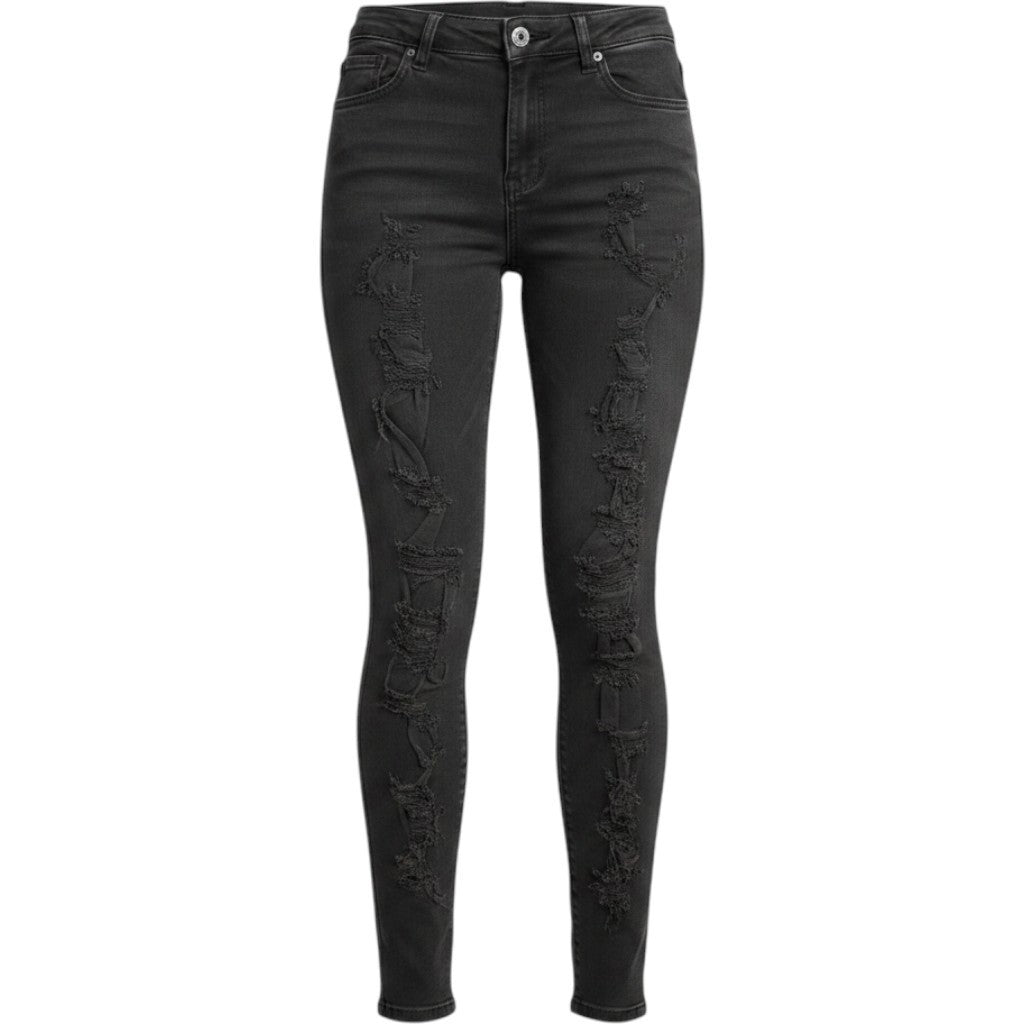 Boom Boom Jeans Los Angeles Womens Black Skinny Distressed Denim Pants Size 1