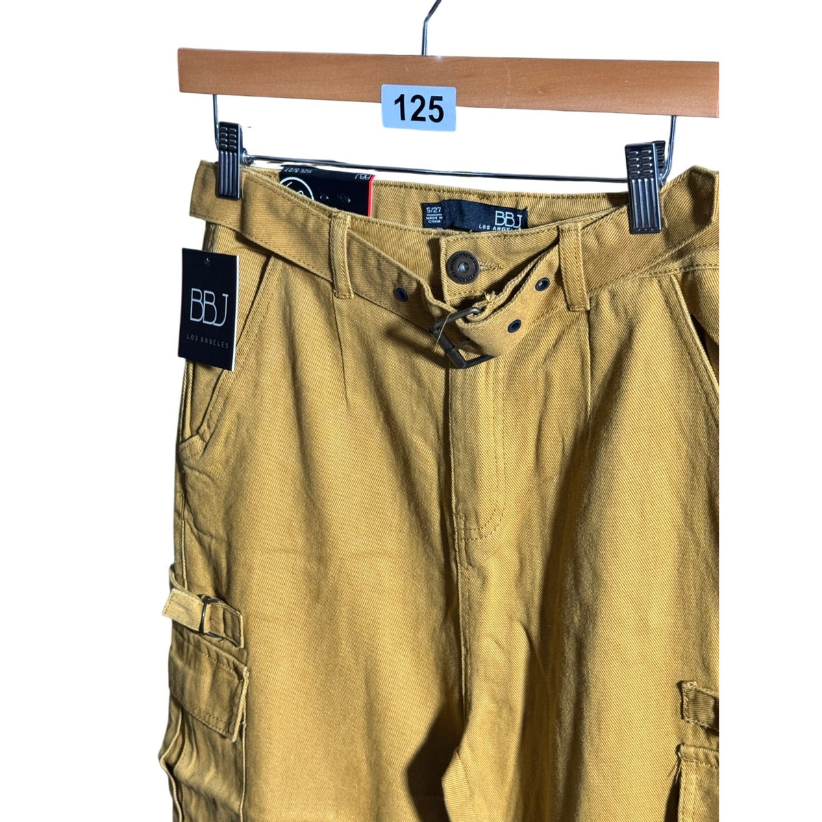 BBJ Los Angeles Womens Mustard Yellow Belted Cargo Pants V21970Z Size 1/25 NWT