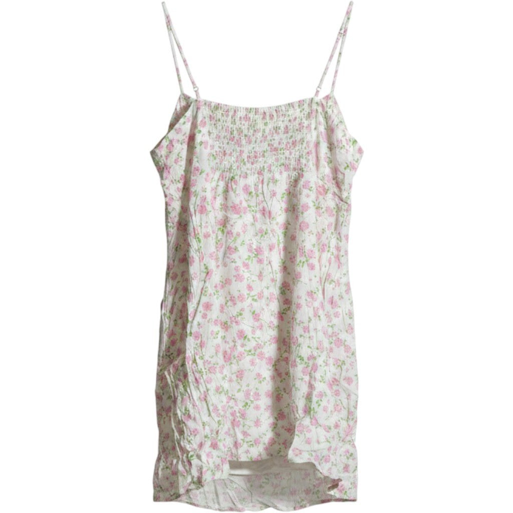 Elodie Women Pink Floral Smocked Back Mini Dress Adjustable Straps XL ELYD3107
