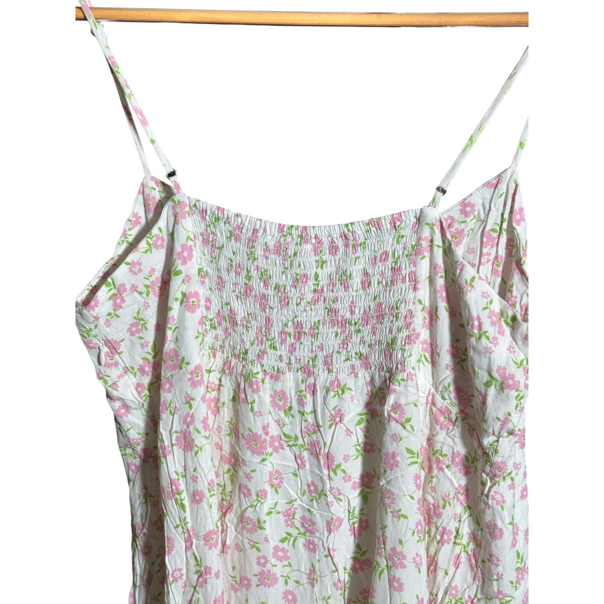 Elodie Women Pink Floral Smocked Back Mini Dress Adjustable Straps XL ELYD3107