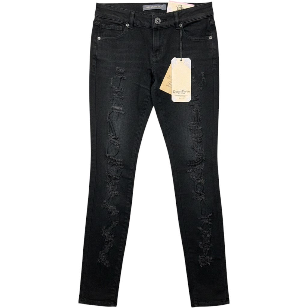 Boom Boom Jeans Los Angeles Womens Black Skinny Distressed Denim Pants Size 11