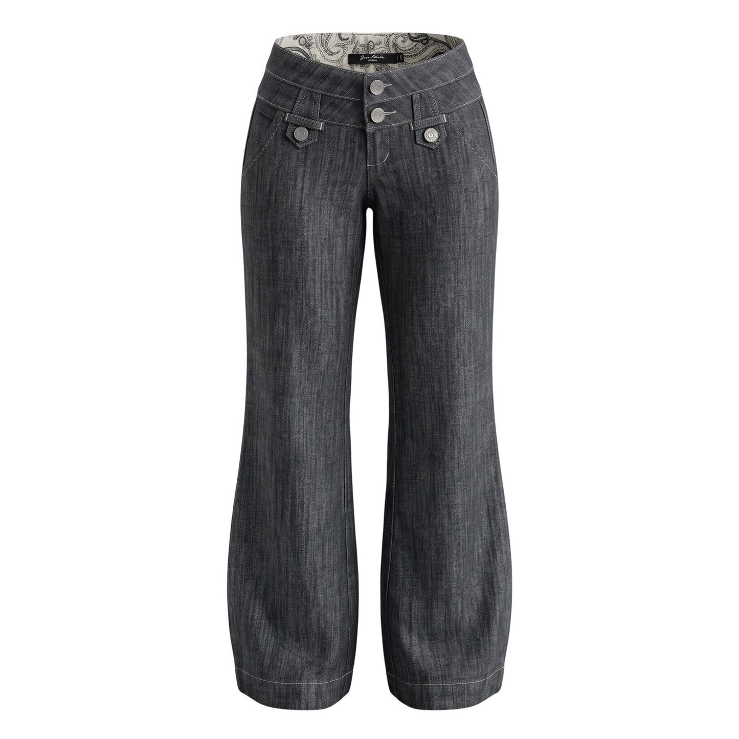 Boom Boom Jeans Dark Wash Flare Triple Button Cinch Back Denim Jeans Women 1