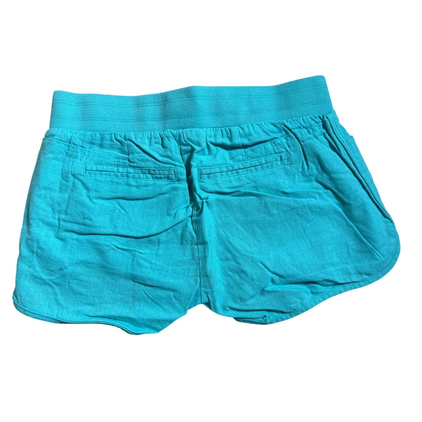 C'est Toi Womens Aqua Linen Blend Dolphin Shorts Drawstring Pockets TP549 Large
