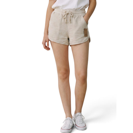 Cest Toi Womens Khaki Linen Blend Drawstring Dolphin Shorts TP549 Size S NEW