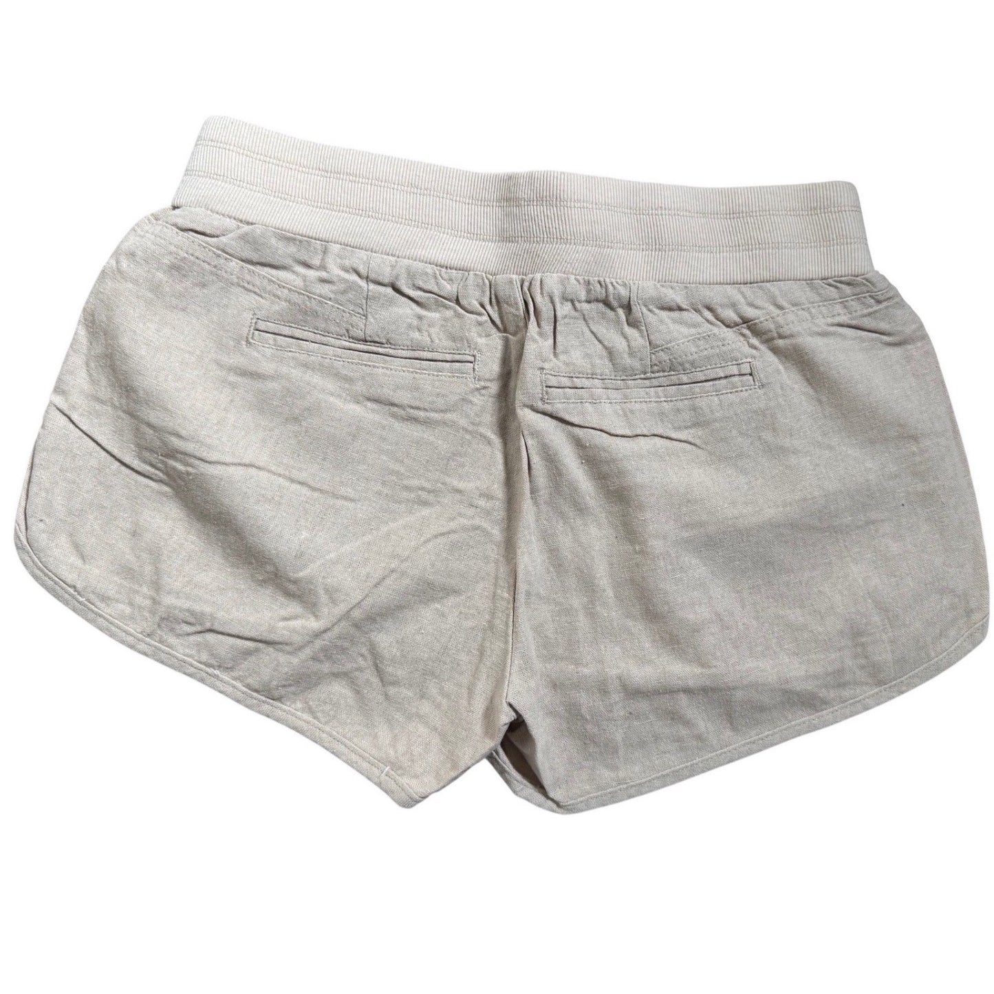 Cest Toi Womens Khaki Linen Blend Drawstring Dolphin Shorts TP549 Size S NEW
