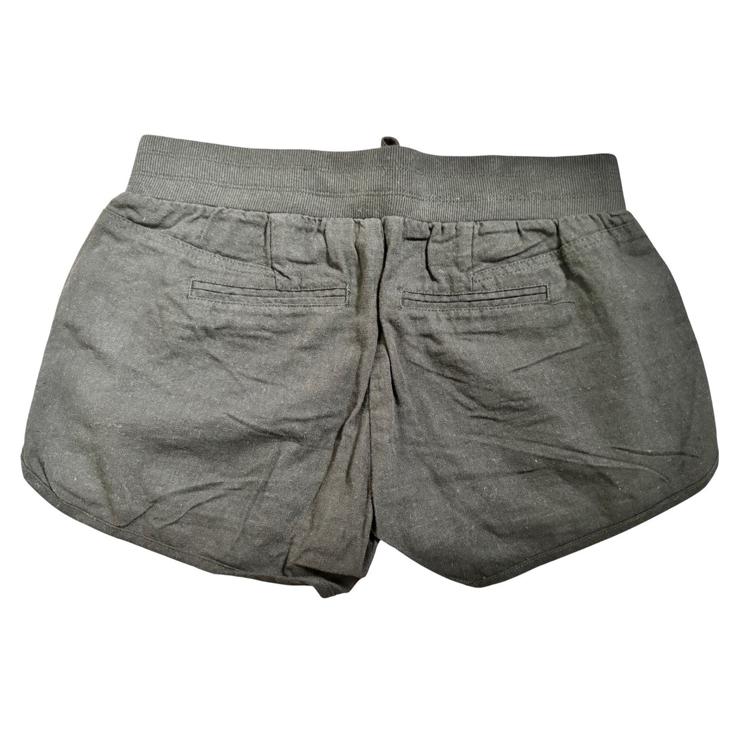 C'est Toi Womens Black Linen Blend Dolphin Shorts Drawstring Pockets TP549 Small