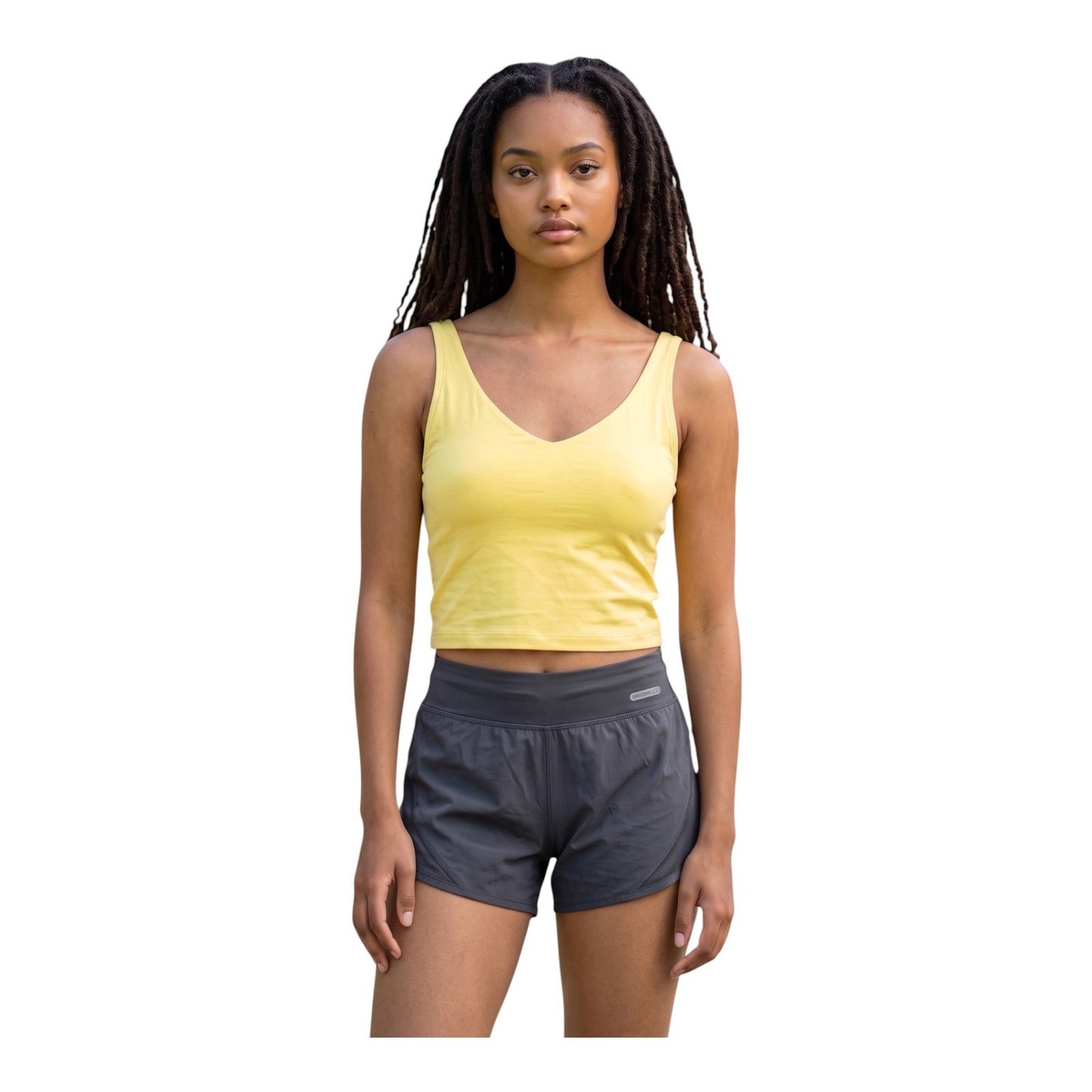 GB Womens Yellow V Neck Athletic Crop Top Tank Workout Yoga Size XS T26039 XS