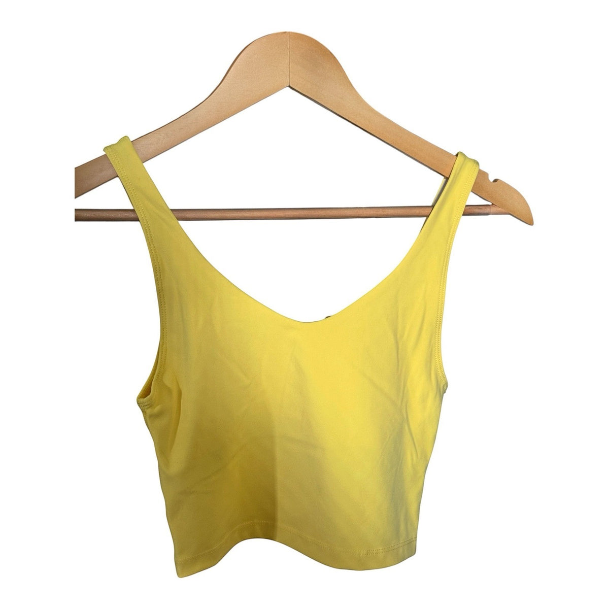 GB Womens Yellow V Neck Athletic Crop Top Tank Workout Yoga Size XS T26039 XS