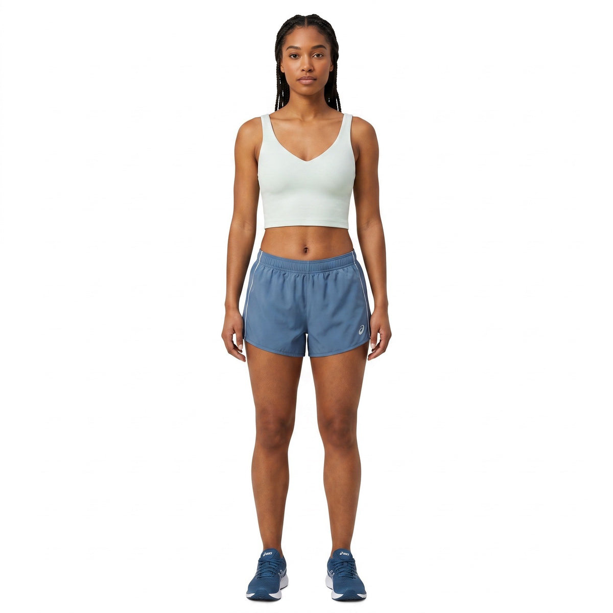 GB Womens Mint Green V-Neck Cropped Athletic Tank Top Built-in Bra Size M T26039
