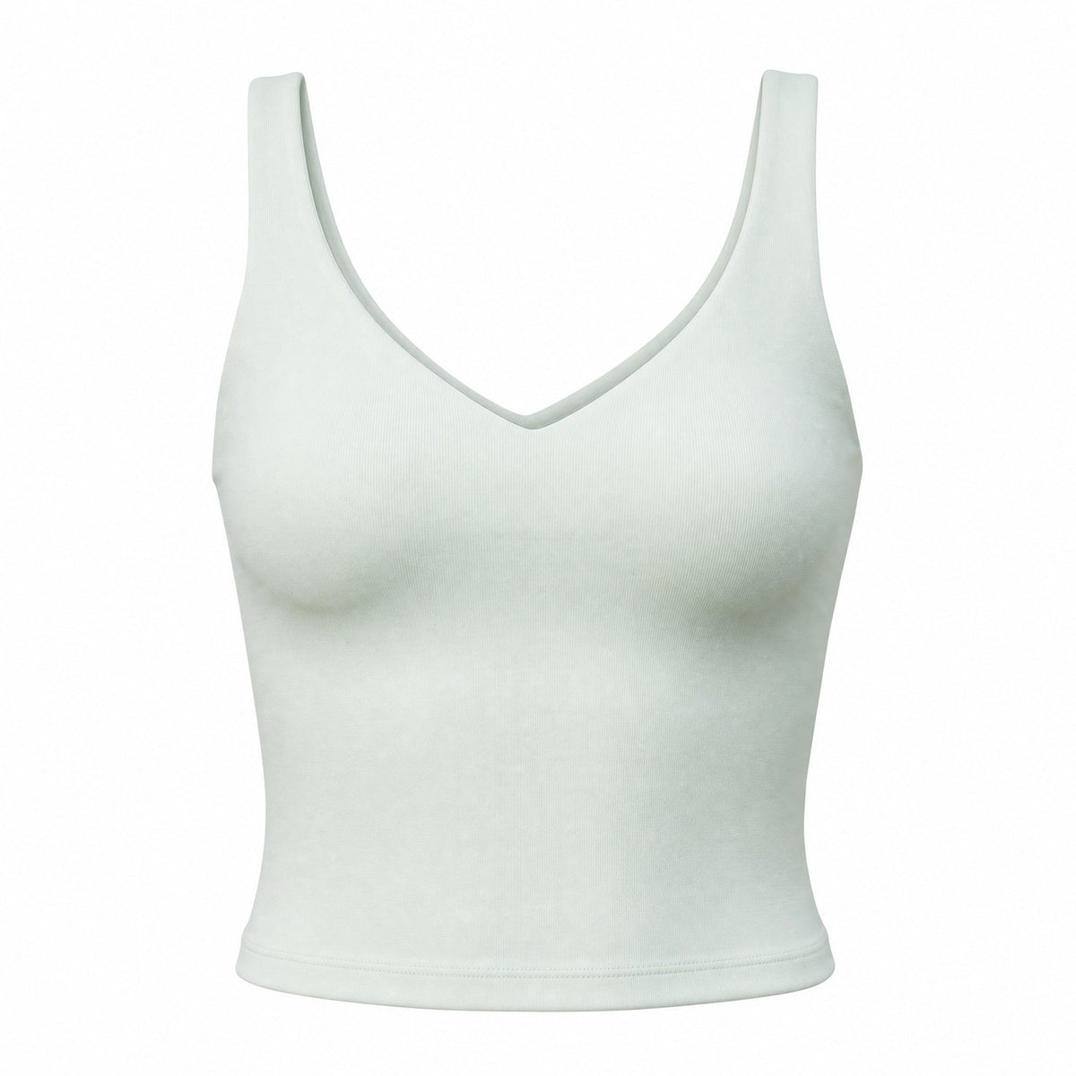 GB Womens Mint Green V-Neck Cropped Athletic Tank Top Built-in Bra Size M T26039