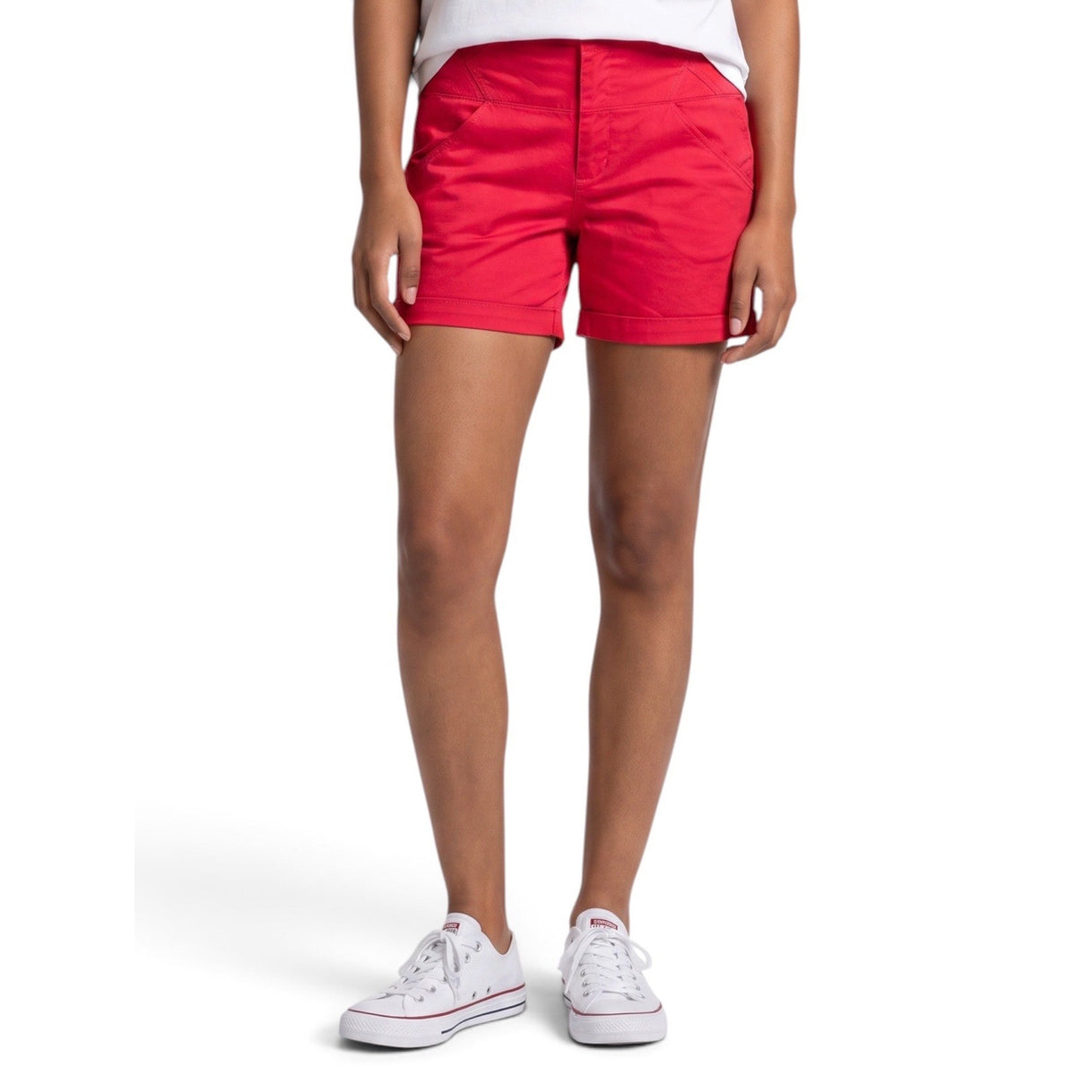 Copper Key Womens Red Chino Shorts Mid Rise Stretch Casual Summer 4-Pocket 11