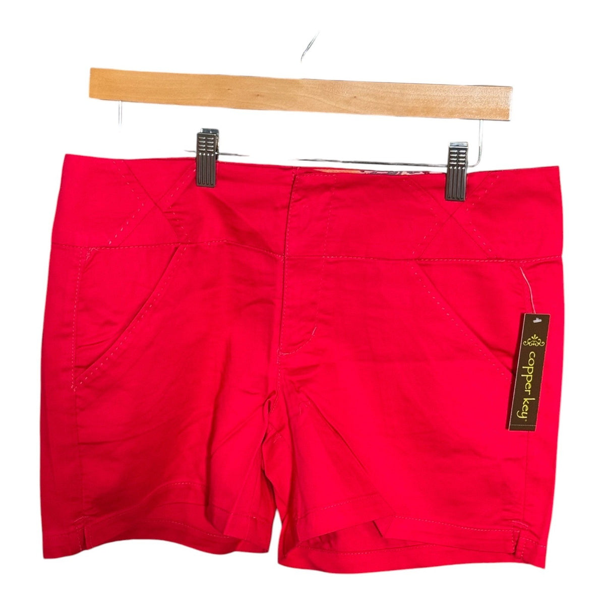 Copper Key Womens Red Chino Shorts Mid Rise Stretch Casual Summer 4-Pocket 11