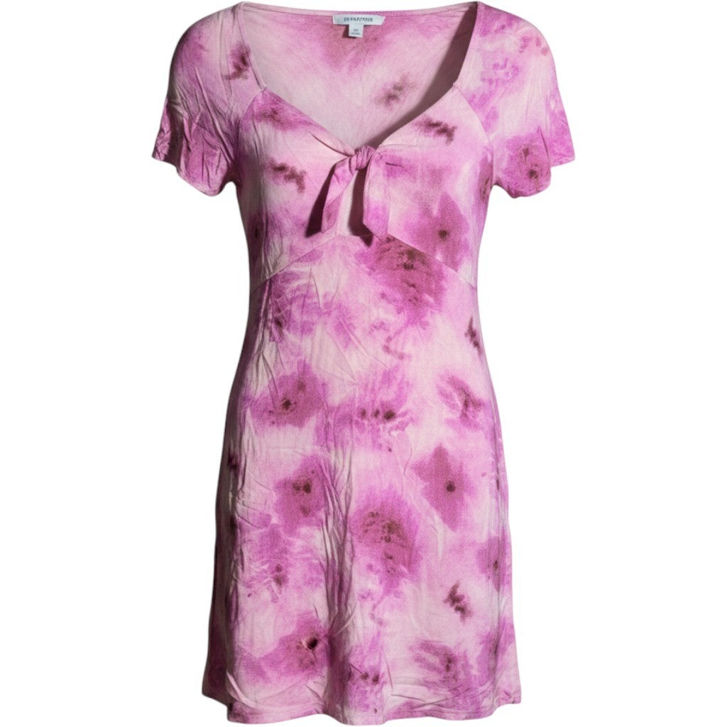 Abound Pink Tie Dye Floral Tie Front Mini Dress AB468080MI Womens 1X
