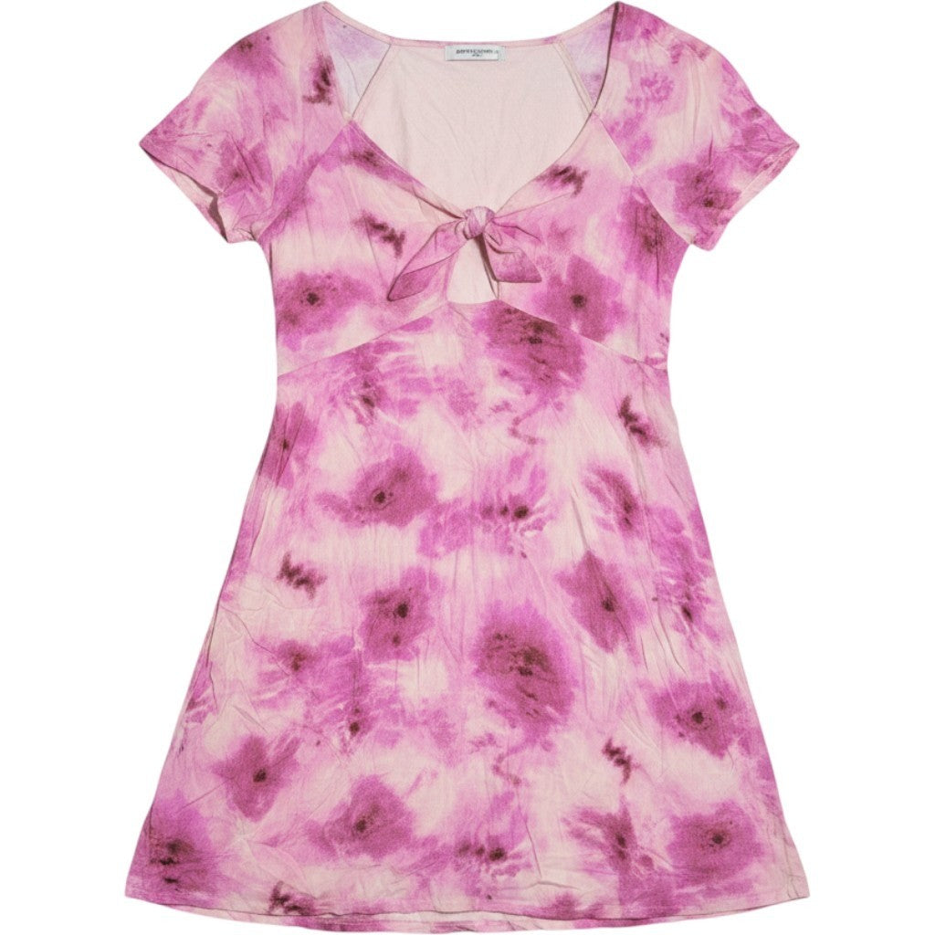 Abound Pink Tie Dye Floral Tie Front Mini Dress AB468080MI Womens 1X