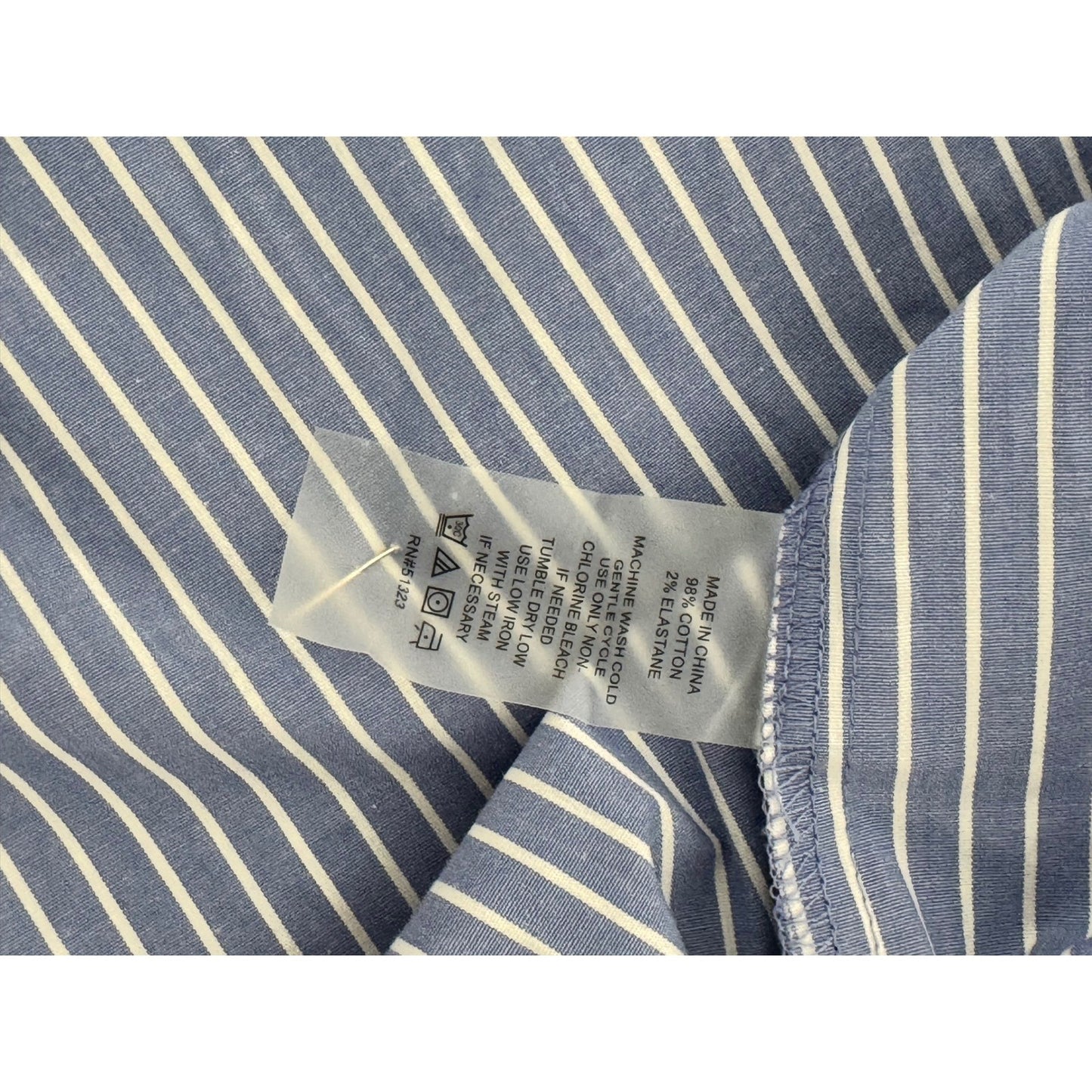 Vince Camuto Blue White Striped Ruched Tie Sleeve Button Down Shirt M MSRP $119