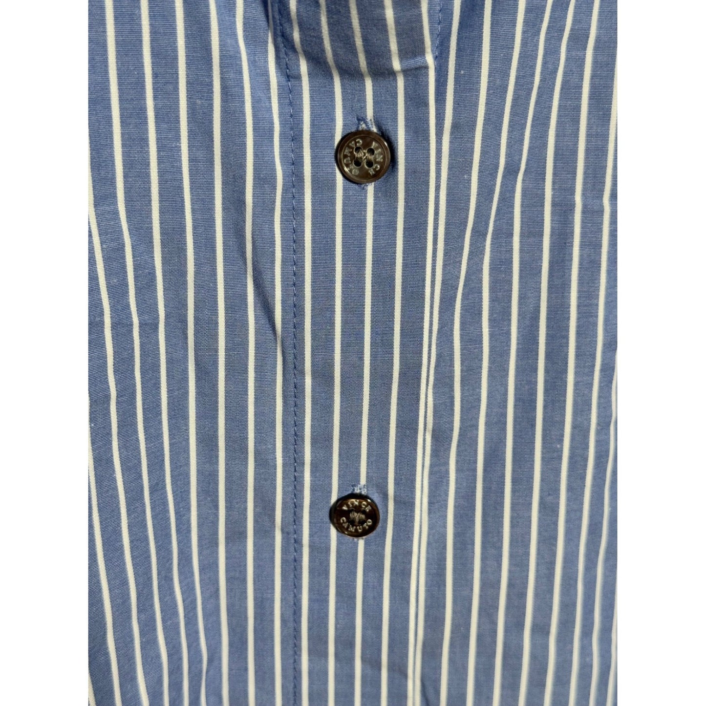 Vince Camuto Blue White Striped Ruched Tie Sleeve Button Down Shirt M MSRP $119