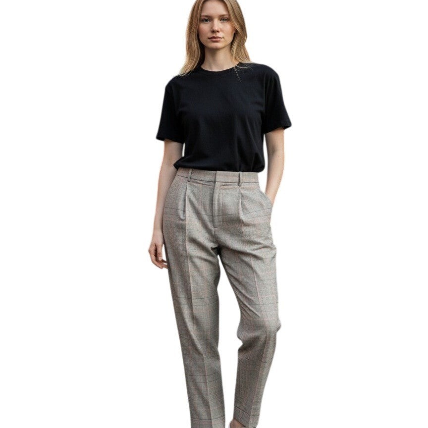 Lauren Ralph Lauren Plaid Wool Blend Pleated Tapered Pants 200940239001 Size 6