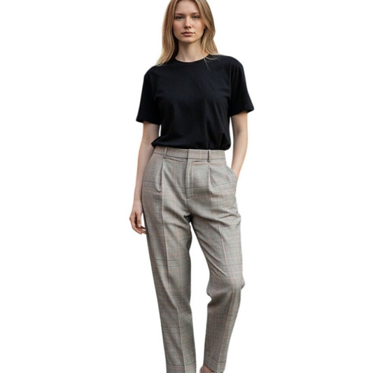 Lauren Ralph Lauren Plaid Wool Blend Pleated Tapered Pants 200940239001 Size 6