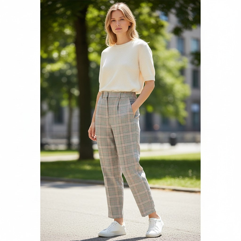 Lauren Ralph Lauren Plaid Wool Blend Pleated Tapered Pants 200940239001 Size 6