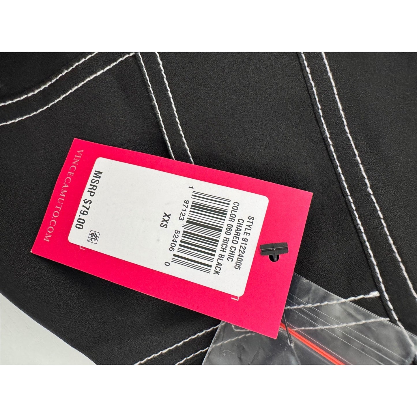 Vince Camuto Black Contrast Stitch Long Sleeve Button Down Utility Shirt XXS