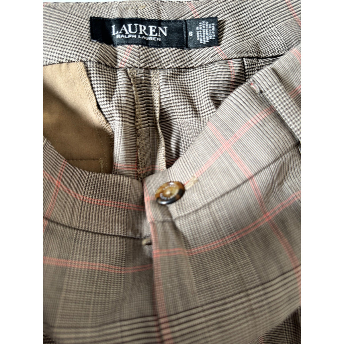 Lauren Ralph Lauren Plaid Wool Blend Pleated Tapered Pants 200940239001 Size 6