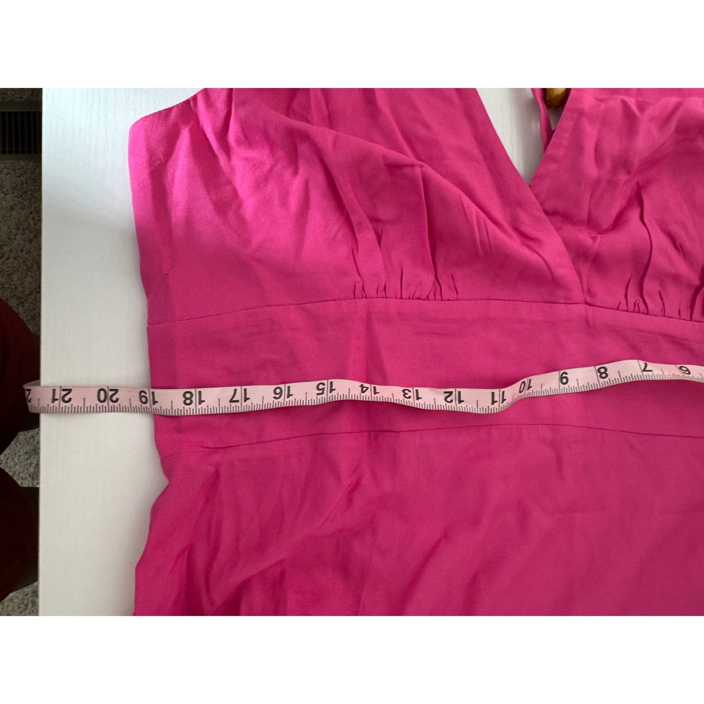 Vince Camuto Pink Halter V-Neck Maxi Dress with Wood Bead Detail XL