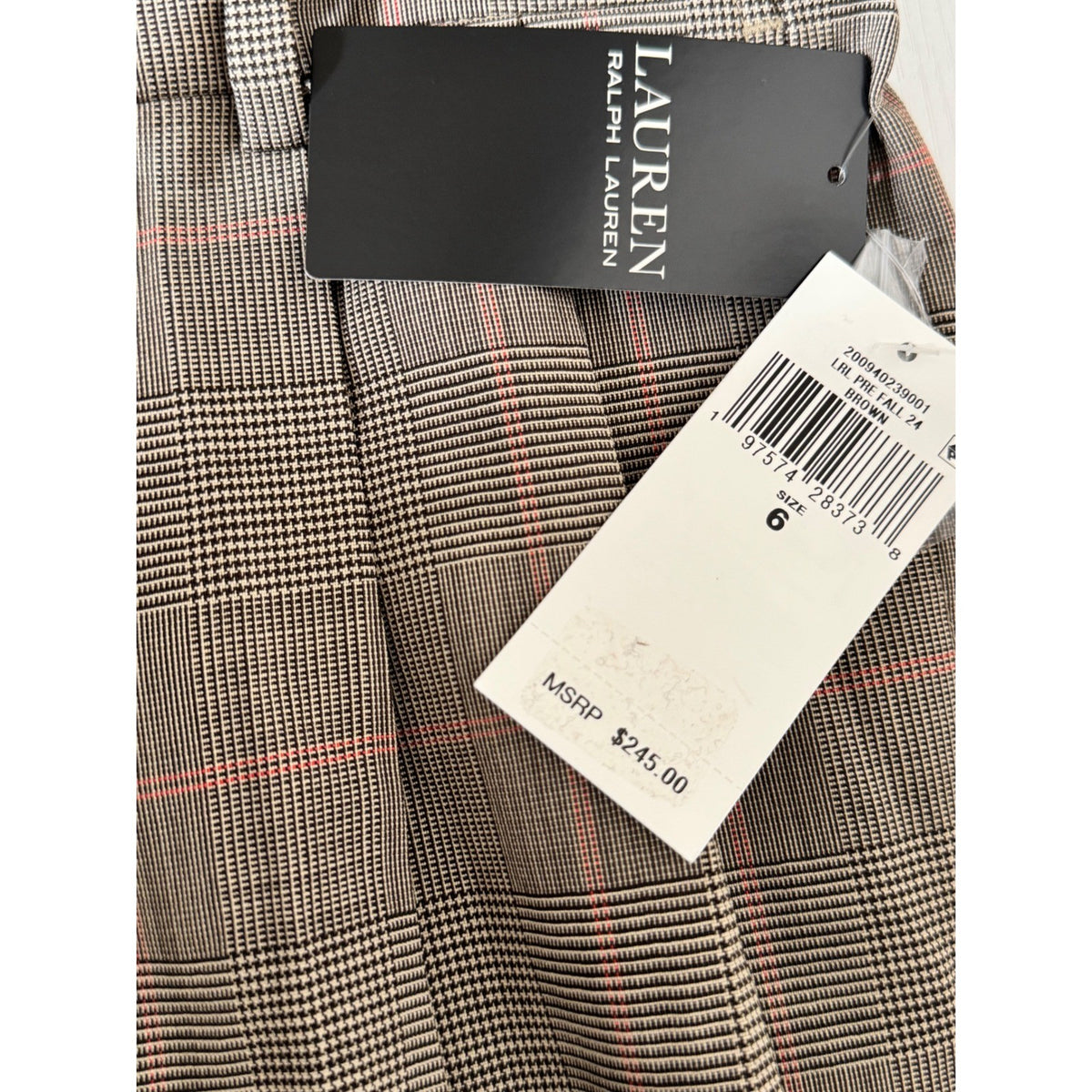 Lauren Ralph Lauren Plaid Wool Blend Pleated Tapered Pants 200940239001 Size 6