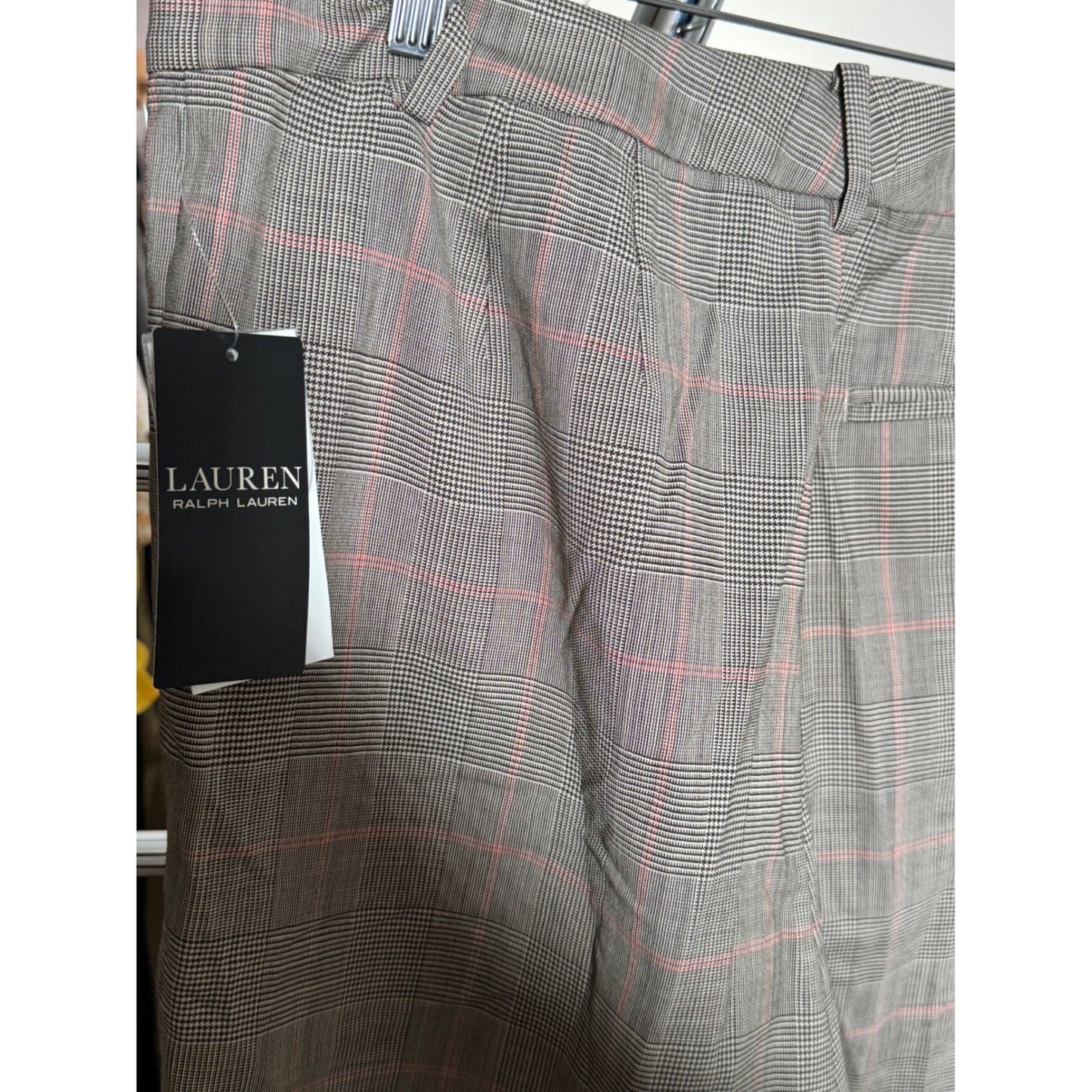 Lauren Ralph Lauren Plaid Wool Blend Pleated Tapered Pants 200940239001 Size 6