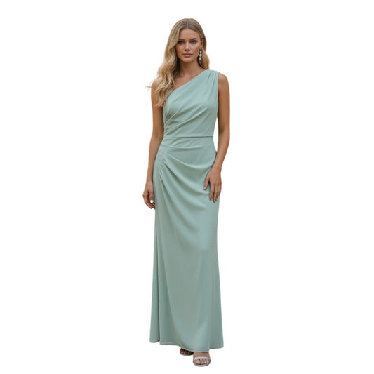 Betsy & Adam One Shoulder Jumpsuit Sage Green Petite 10P A25075P NWT