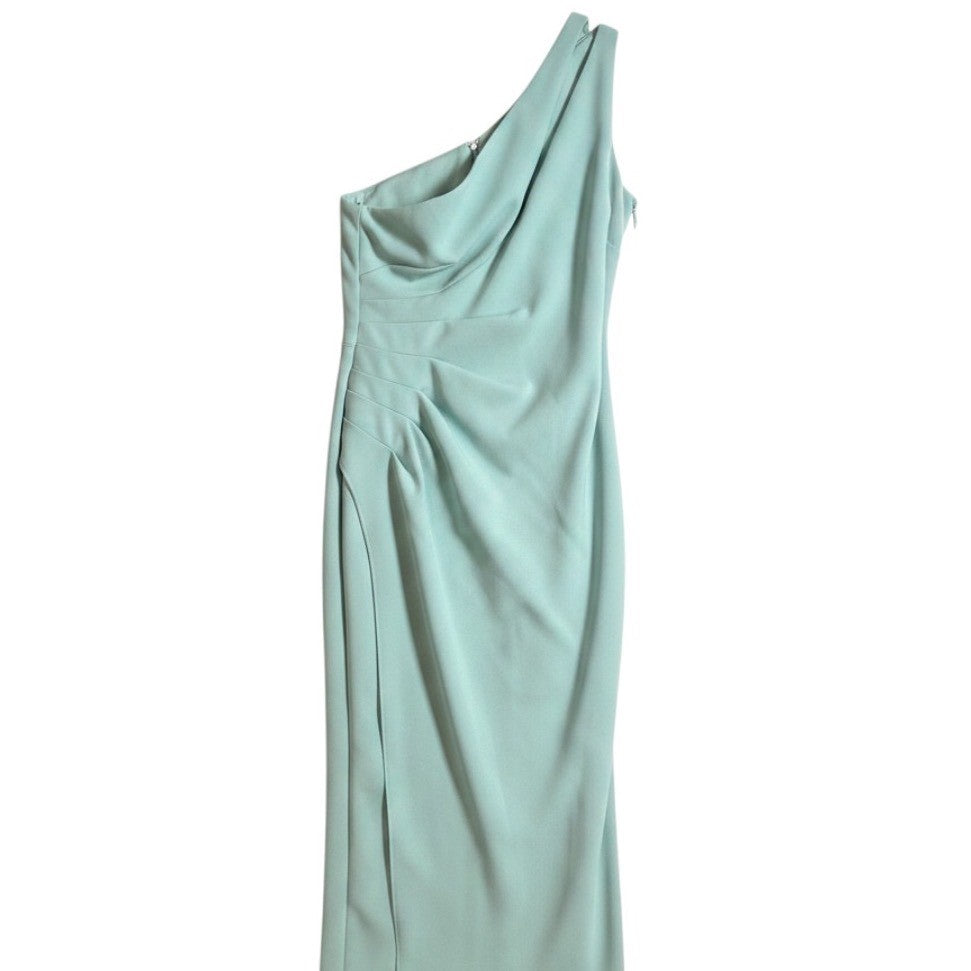 Betsy & Adam One Shoulder Jumpsuit Sage Green Petite 10P A25075P NWT