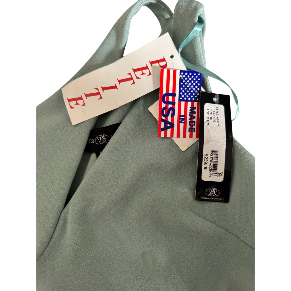 Betsy & Adam One Shoulder Jumpsuit Sage Green Petite 10P A25075P NWT