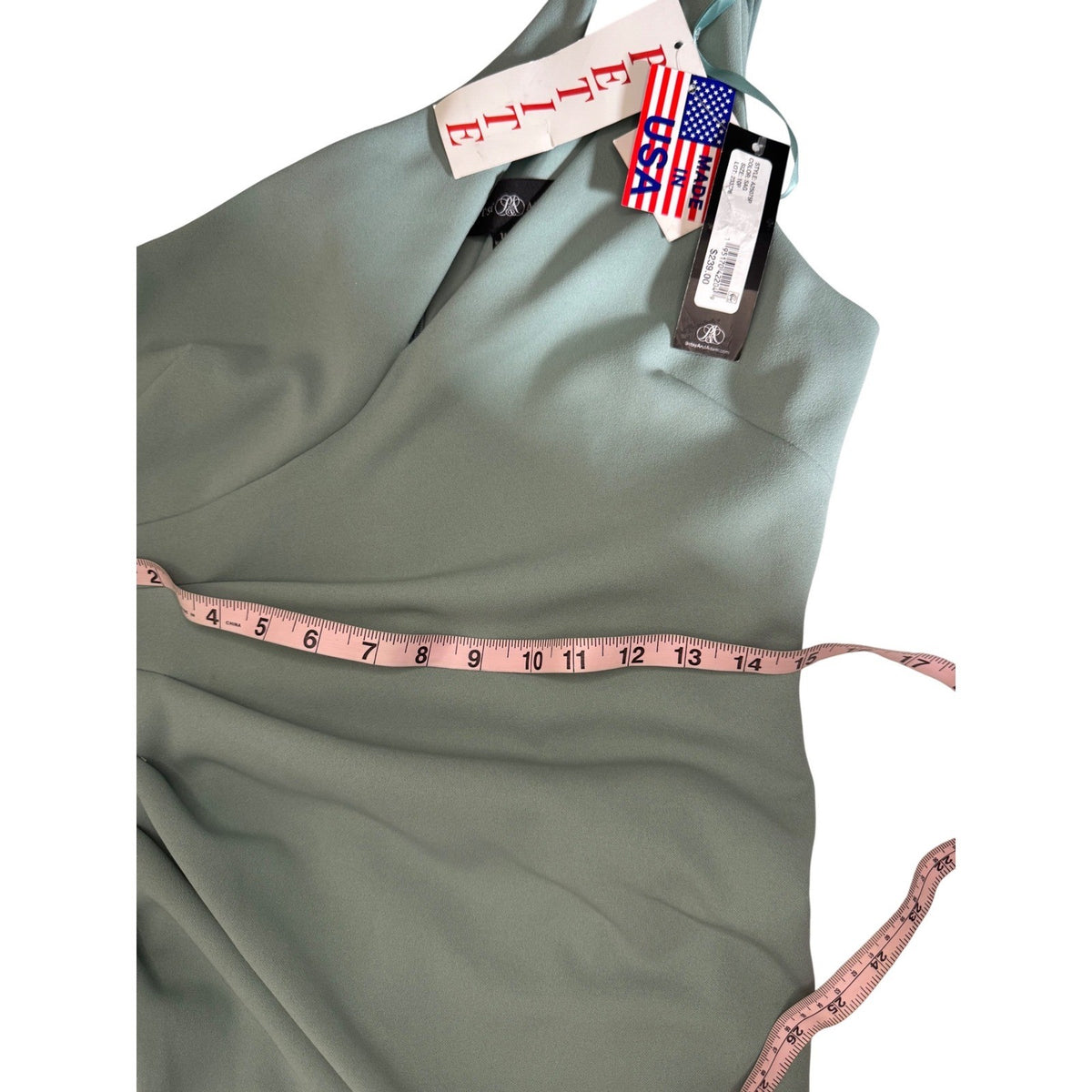 Betsy & Adam One Shoulder Jumpsuit Sage Green Petite 10P A25075P NWT
