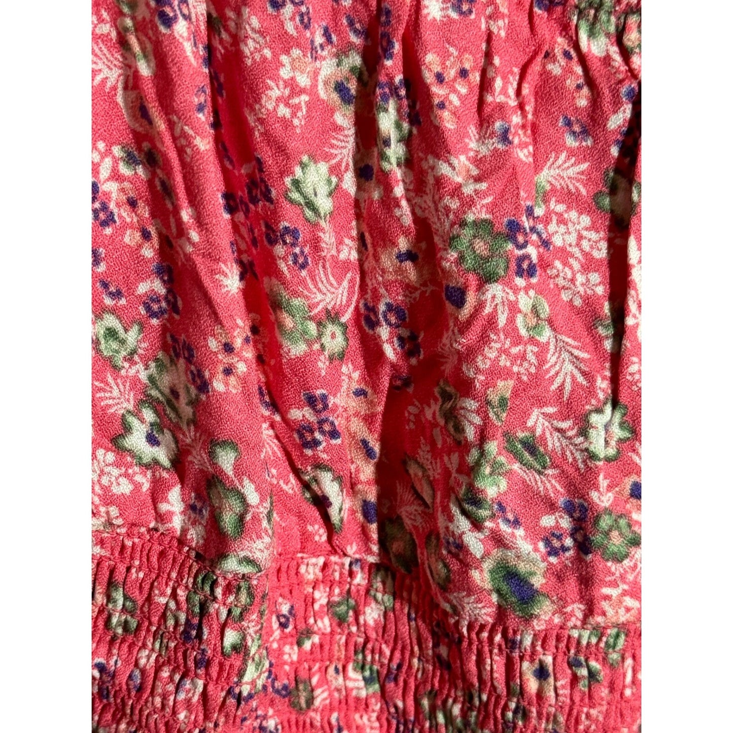 AFRM Los Angeles Pink Floral Smocked Puff Sleeve Crop Top Square Neck NWT XS