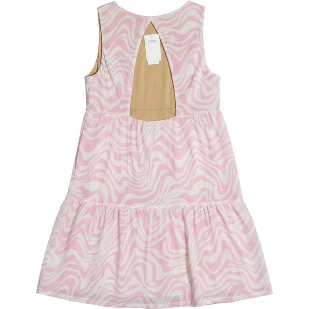 AFRM Pink White Swirl Print Sleeveless Tiered Mini Dress Cutout Back Size S NWT