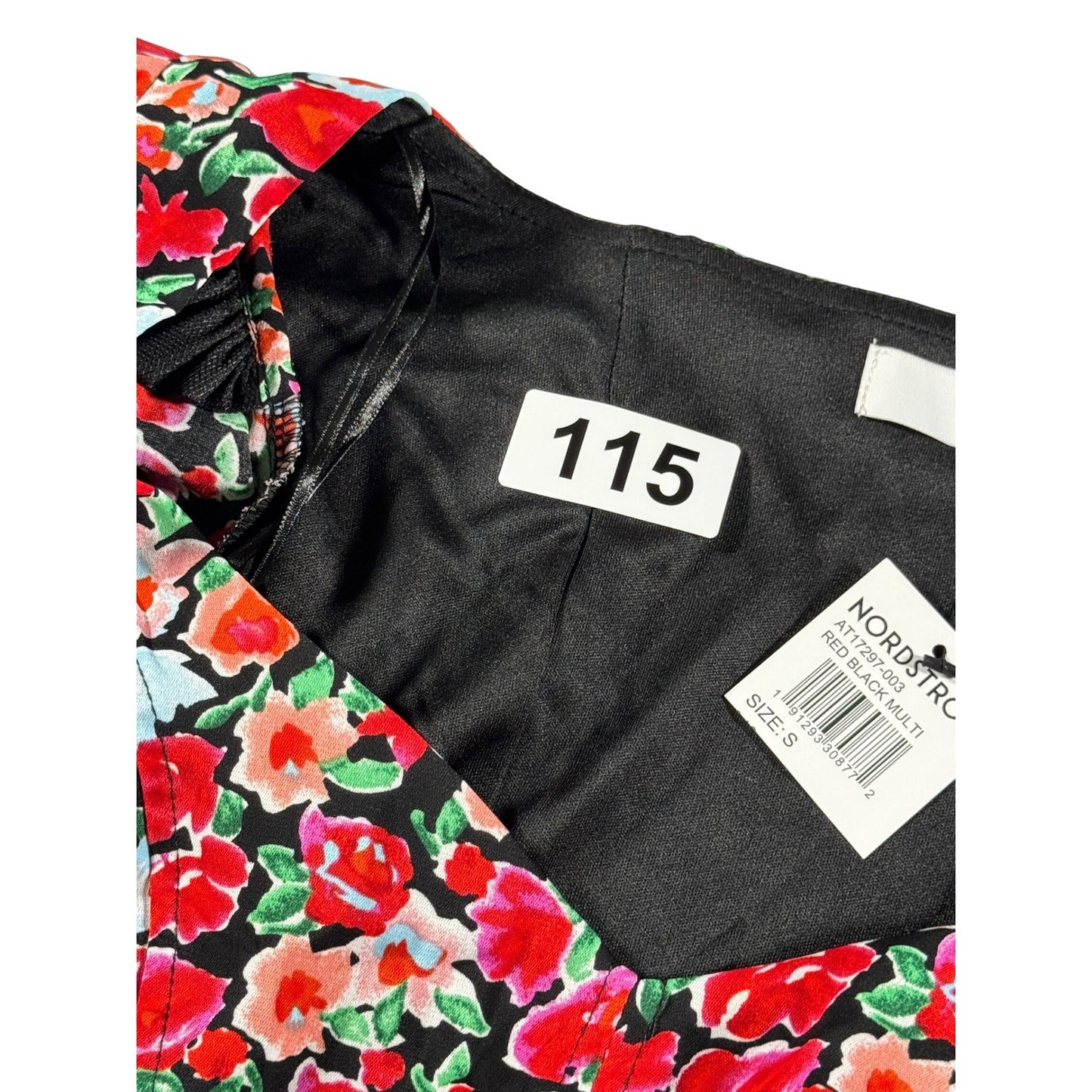 ASTR the Label Floral Puff Sleeve Sweetheart Top Red Black Multi AT17297-003 S