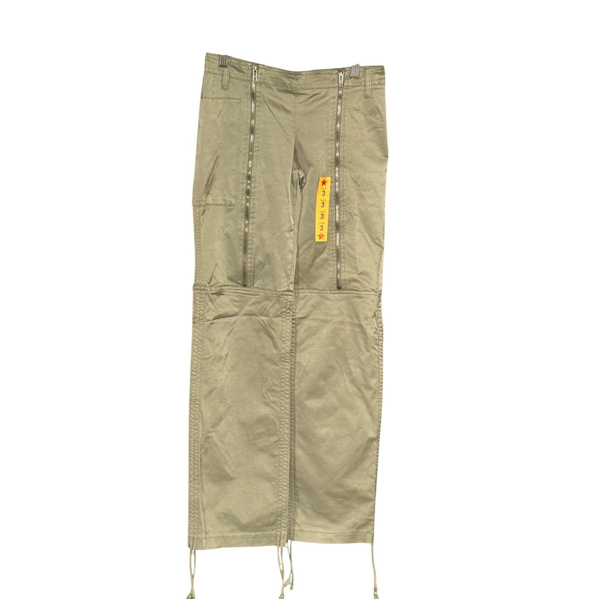 Boom-Boom Jeanswear Women Olive Green Cargo Pants Multi Zipper Y2K Size 7 NWT