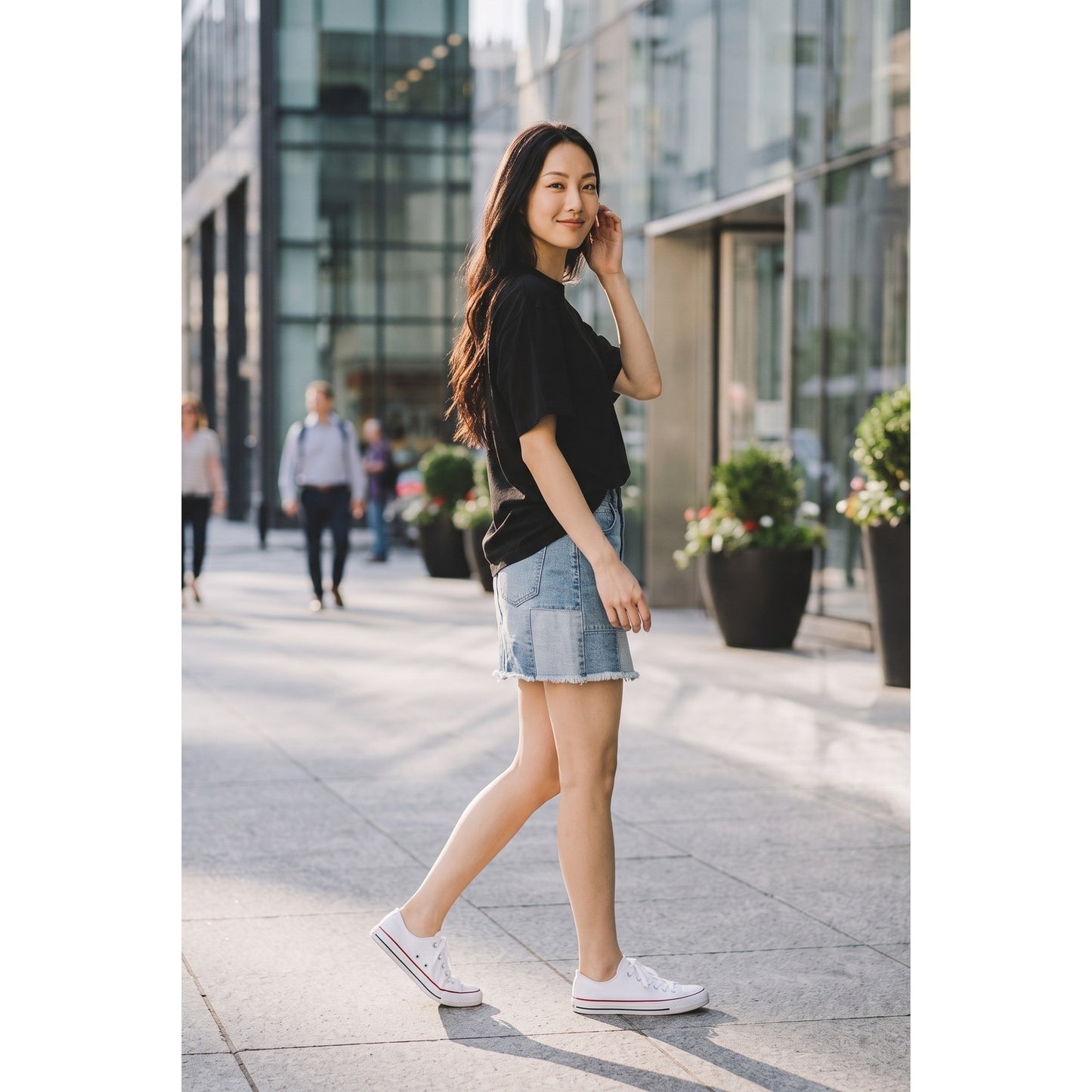 Black Label Cest Toi Patchwork Denim Mini Skirt Light Wash Frayed Hem CTB2375K L